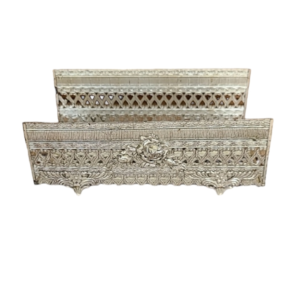 Vintage Silver Embossed Rose Tissue Holder Mail Holder Metal Hollywood Glam